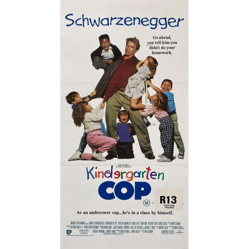 UN FLIC A LA MATERNELLE Affiche de cinéma- 33x78 cm. - 1990 - Arnold Schwarzenegger, Ivan Reitman