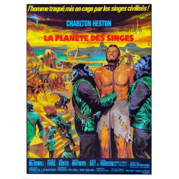 PLANETE DES SINGES Affiche entoilée 60x80 FR '68 Charlton Heston Linen planet of the apes