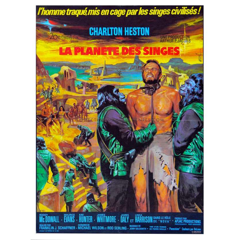 PLANETE DES SINGES Affiche entoilée 60x80 FR '68 Charlton Heston Linen planet of the apes