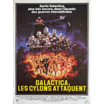 GALACTICA THE CYLONS ATTACKS French Movie Poster- 15x21 in. - 1979 - Vince Edwards, Dirk Benedict