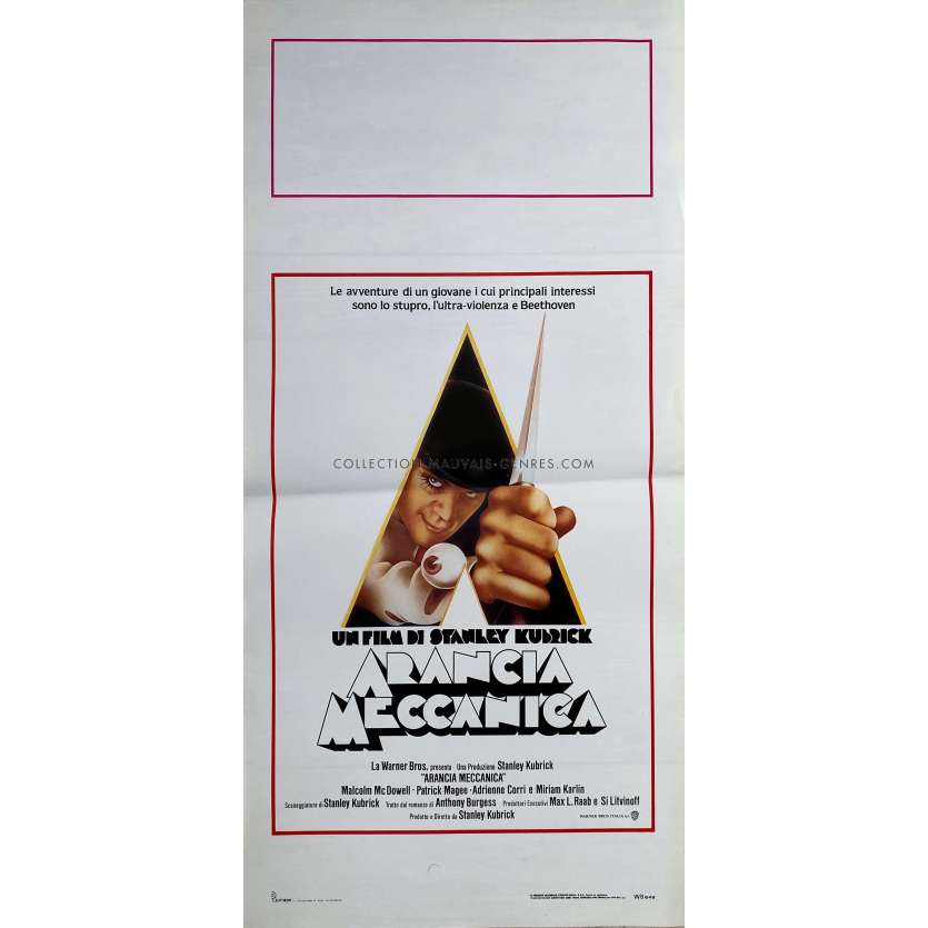 CLOCKWORK ORANGE Italian Movie Poster- 13x28 in. - 1971/R1990 - Stanley Kubrick, Malcom McDowell