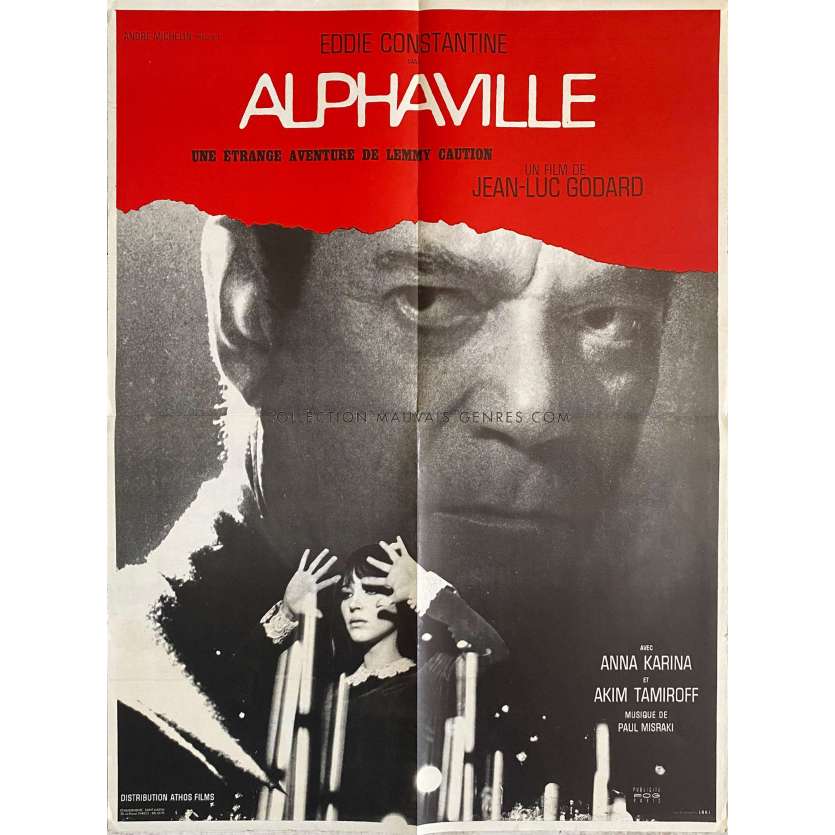ALPHAVILLE French Movie Poster- 23x32 in. - 1965 - Jean-Luc Godard, Anna Karina