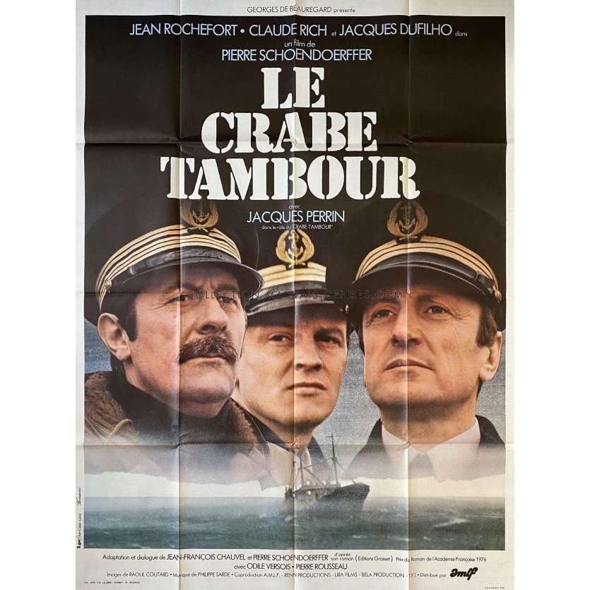 LE CRABE TAMBOUR Affiche de cinéma- 120x160 cm. - 1977 - Jean Rochefort, Pierre Schoendoerffer