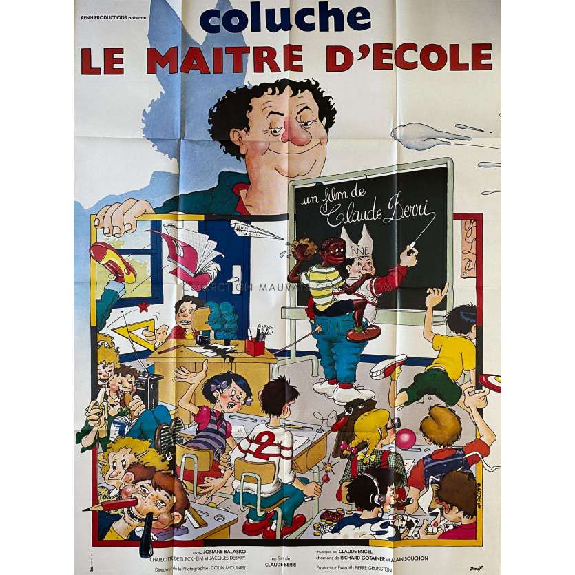 LE MAITRE D'ECOLE Affiche de cinéma- 120x160 cm. - 1981 - Coluche, Claude Berri