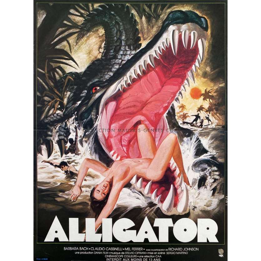 THE GREAT ALLIGATOR French Movie Poster- 15x21 in. - 1979 - Sergio Martino, Barbara Bach