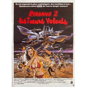 PIRANHA II French Movie Poster- 15x21 in. - 1981 - James Cameron, Lance Henriksen