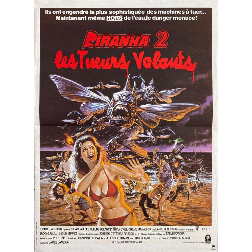 PIRANHA 2 LES TUEURS VOLANTS Affiche de film- 40x54 cm. - 1981 - Lance Henriksen, James Cameron