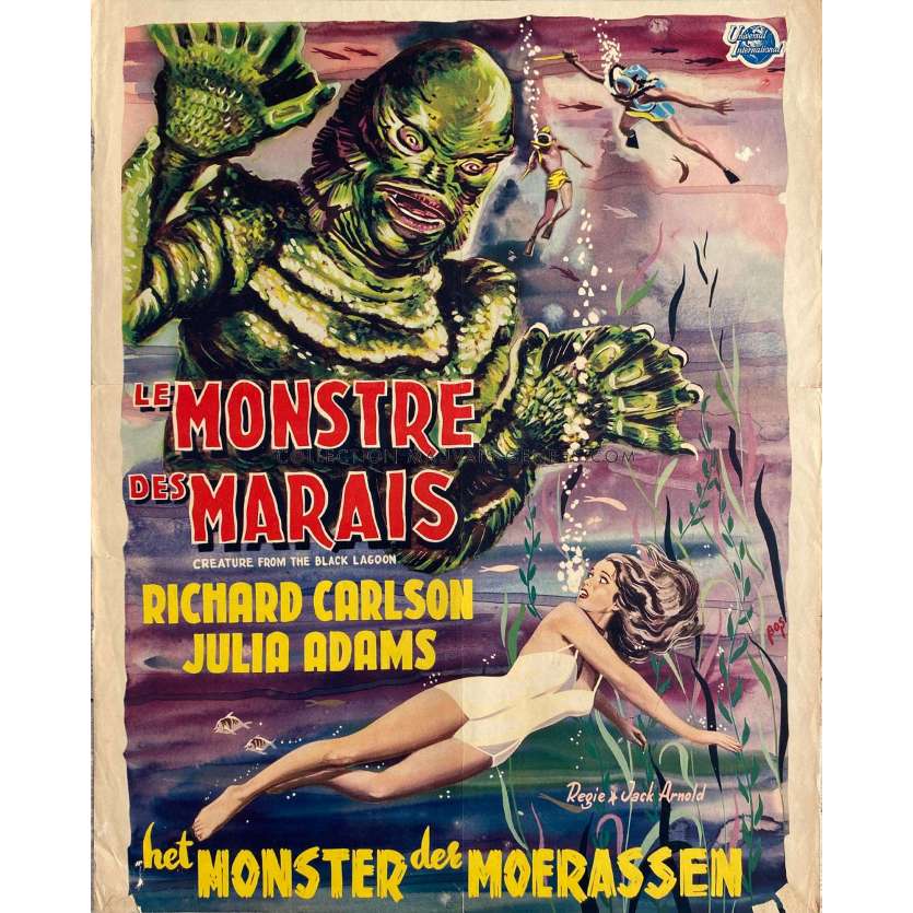 L'ETRANGE CREATURE DU LAC NOIR Affiche de film- 35x55 cm. - 1954 - Julie Adams, Jack Arnold
