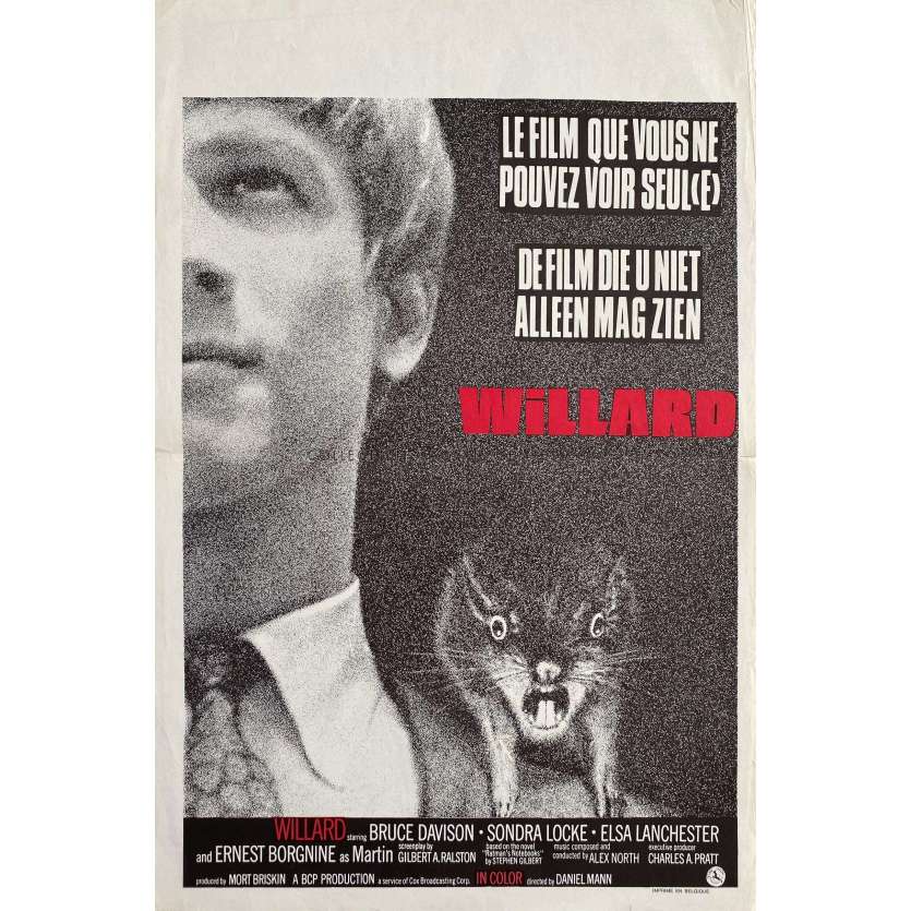 WILLARD Belgian Movie Poster- 14x21 in. - 1971 - Daniel Mann, Bruce Davison