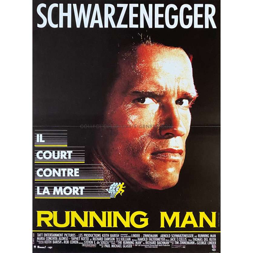 RUNNING MAN Affiche de film- 40x54 cm. - 1987 - Arnold Schwarzenegger, Paul Michael Glaser