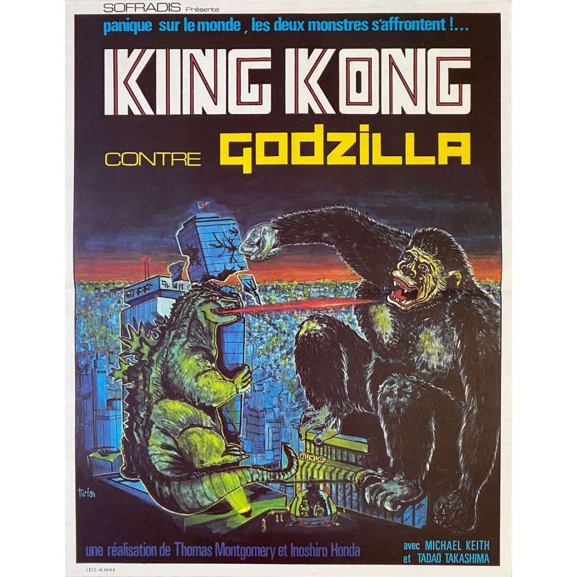 KING KONG VS GODZILLA French Movie Poster- 15x21 in. - 1963 - Ishirô Honda, Tadao Takashima