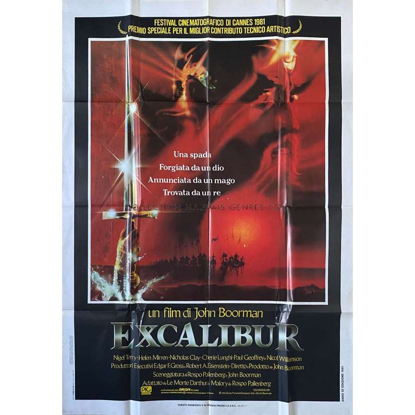 EXCALIBUR Italian Movie Poster- 39x55 in. - 1981 - John Boorman, Nigel Terry, Helen Mirren
