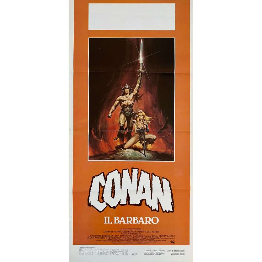 CONAN LE BARBARE Affiche de film- 33x71 cm. - 1982 - Arnold Schwarzenegger, John Milius