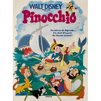 PINOCCHIO Affiche de film- 40x54 cm. - 1940/R1970 - Mel Blanc, Disney