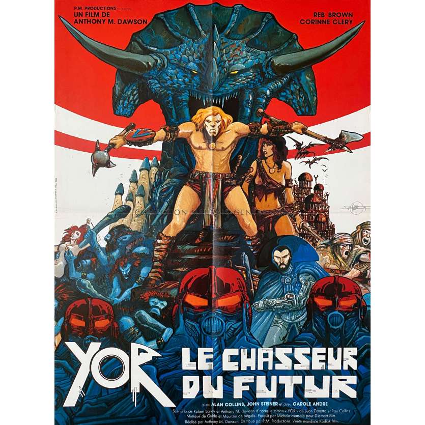 YOR THE HUNTER FROM THE FUTURE French Movie Poster- 23x32 in. - 1983 - Antonio Margheriti, Reb Brown