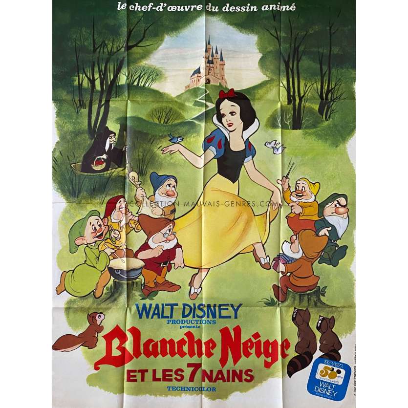 BLANCHE NEIGE ET LES SEPT NAINS Affiche de film- 120x160 cm. - 1937/R1973 - Adriana Caselotti, Walt Disney