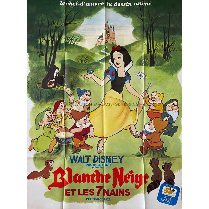 SNOW WHITE AND THE SEVEN DWARFS French Movie Poster- 47x63 in. - 1937/R1973 - Walt Disney, Adriana Caselotti