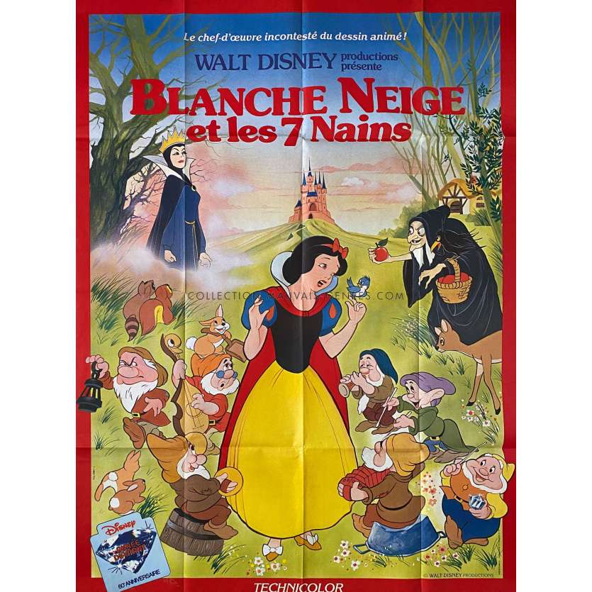 BLANCHE NEIGE ET LES SEPT NAINS Affiche de film- 120x160 cm. - 1937/R1983 - Adriana Caselotti, Walt Disney