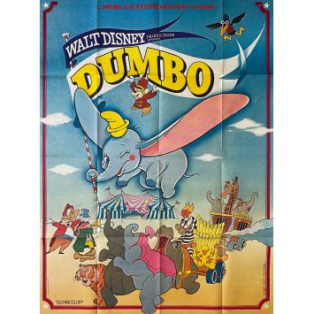 DUMBO French Movie Poster Blue Style. - 47x63 in. - 1941/R1970 - Walt Disney, Sterling Holloway
