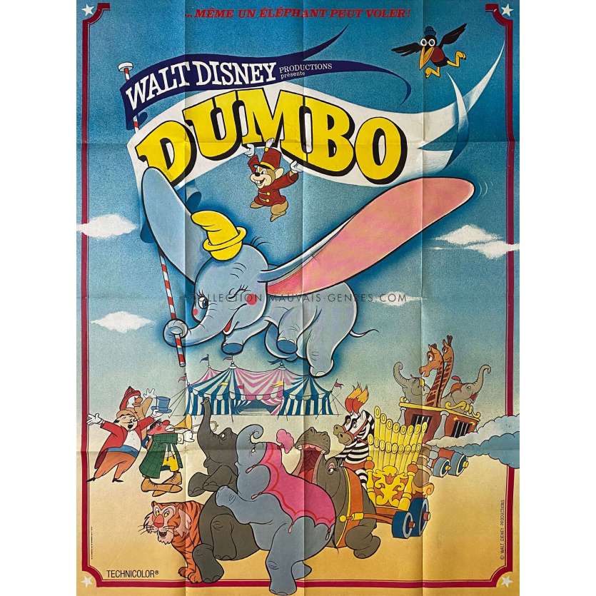 DUMBO Affiche de film Style Bleu. - 120x160 cm. - 1941/R1970 - Sterling Holloway, Walt Disney