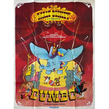 DUMBO French Movie Poster Red Style. - 47x63 in. - 1941/R1970 - Walt Disney, Sterling Holloway