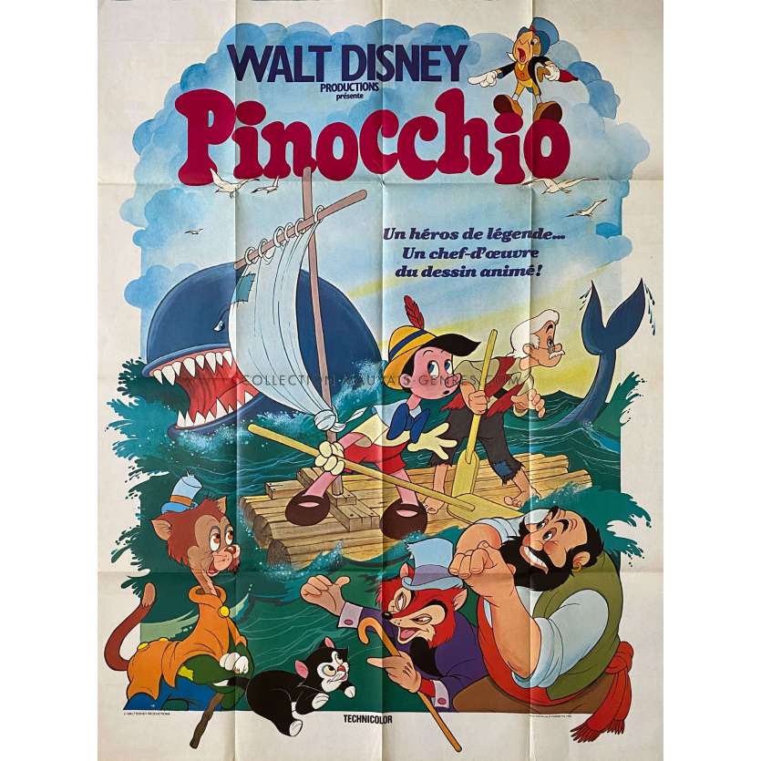 PINOCCHIO Affiche de film- 120x160 cm. - 1940/R1970 - Mel Blanc, Disney