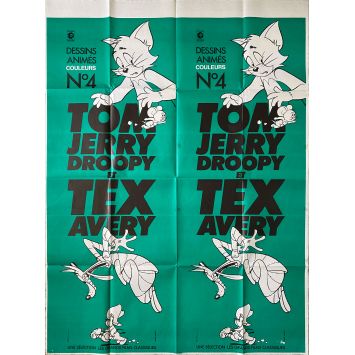 TOM, JERRY, DROOPY & TEX AVERY French Movie Poster- 47x63 in. - 1987 - Tex Avery, Hanna Barbera