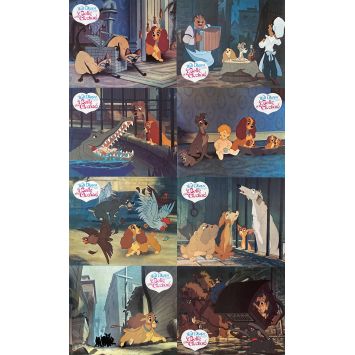 LADY AND THE TRAMP French Lobby Cards x8 - 9x12 in. - 1955/R1973 - Walt Disney, Peggy Lee