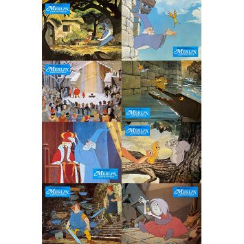 MERLIN L'ENCHANTEUR Photos de film x8 - Jeu A - 21x30 cm. - 1963/R1970 - Rickie Sorensen, Walt Disney