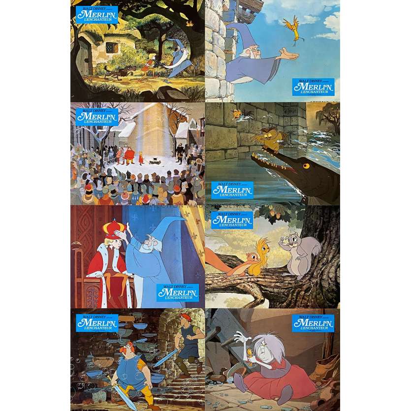 MERLIN L'ENCHANTEUR Photos de film x8 - Jeu A - 21x30 cm. - 1963/R1970 - Rickie Sorensen, Walt Disney