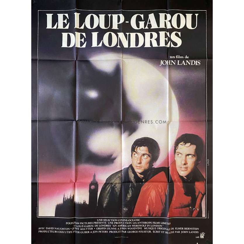 AN AMERICAN WEREWOLF IN LONDON French Movie Poster- 47x63 in. - 1981 - John Landis, David Naughton