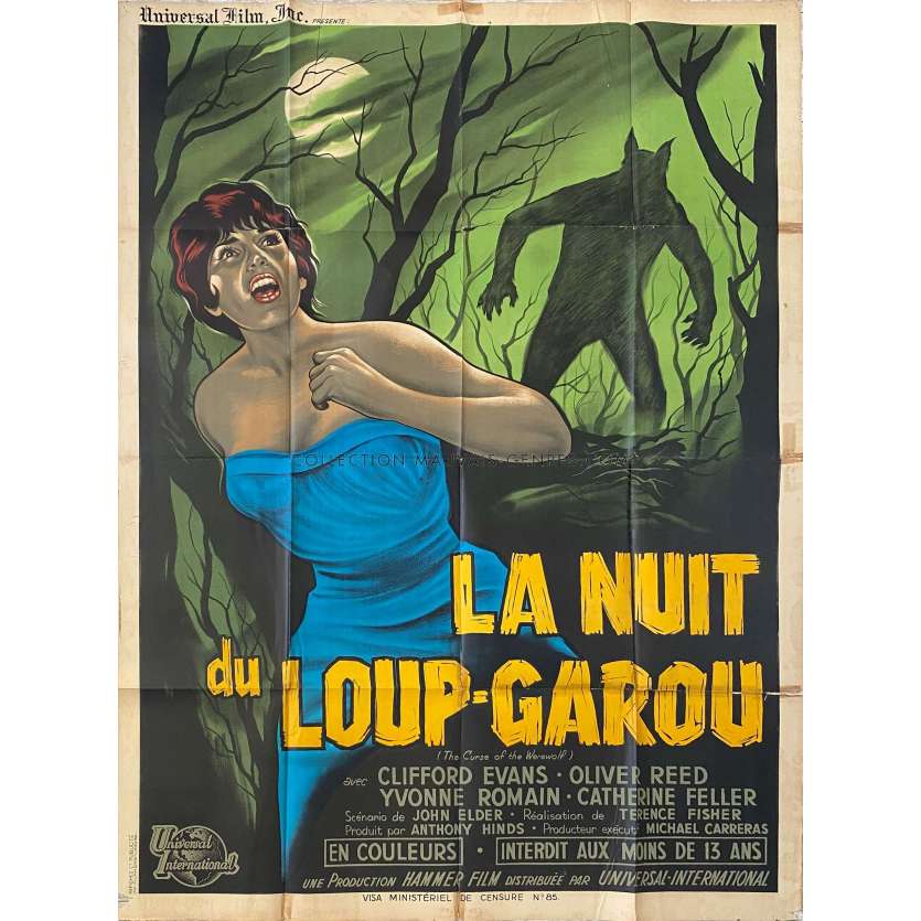 LA NUIT DU LOUP GAROU Affiche de film- 120x160 cm. - 1961 - Oliver Reed, Terence Fisher