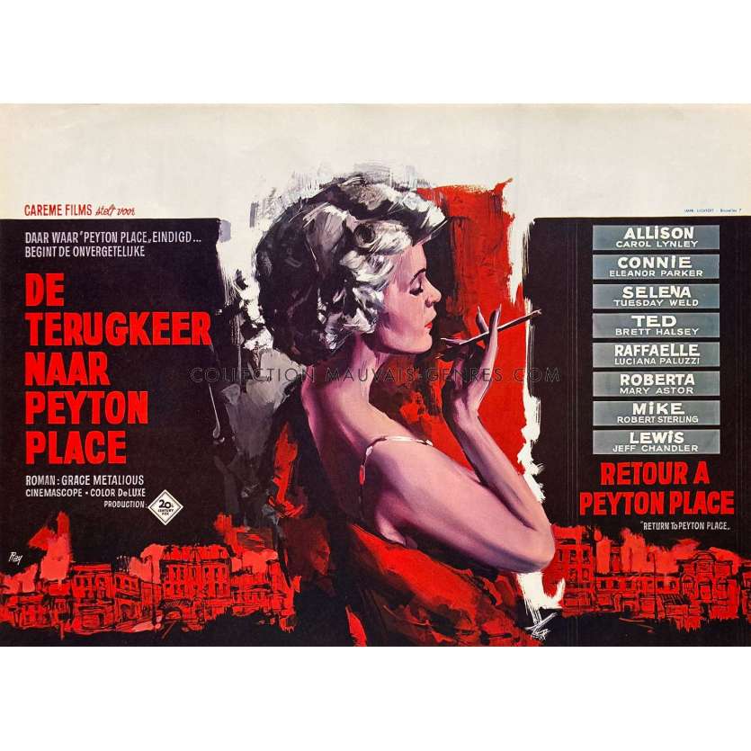 RETURN TO PEYTON PLACE Belgian Movie Poster- 14x21 in. - 1961 - José Ferrer, Carol Lynley