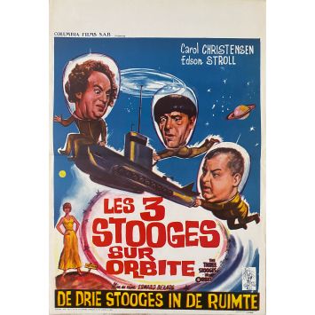 THE THREE STOOGES IN ORBIT Belgian Movie Poster- 14x21 in. - 1962 - Edward Bernds, Moe Howard