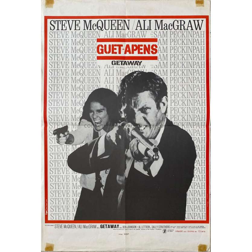 THE GETAWAY French Movie Poster- 15x21 in. - 1972 - Sam Peckinpah, Steve McQueen