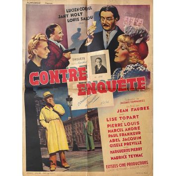 CONTRE-ENQUETE Affiche de cinéma- 60x80 cm. - 1947 - Lucien Coëdel, Jean Faurez