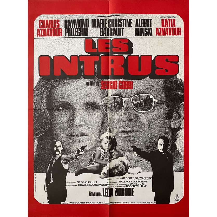 LES INTRUS Affiche de cinéma- 60x80 cm. - 1972 - Charles Aznavour, Sergio Gobbi