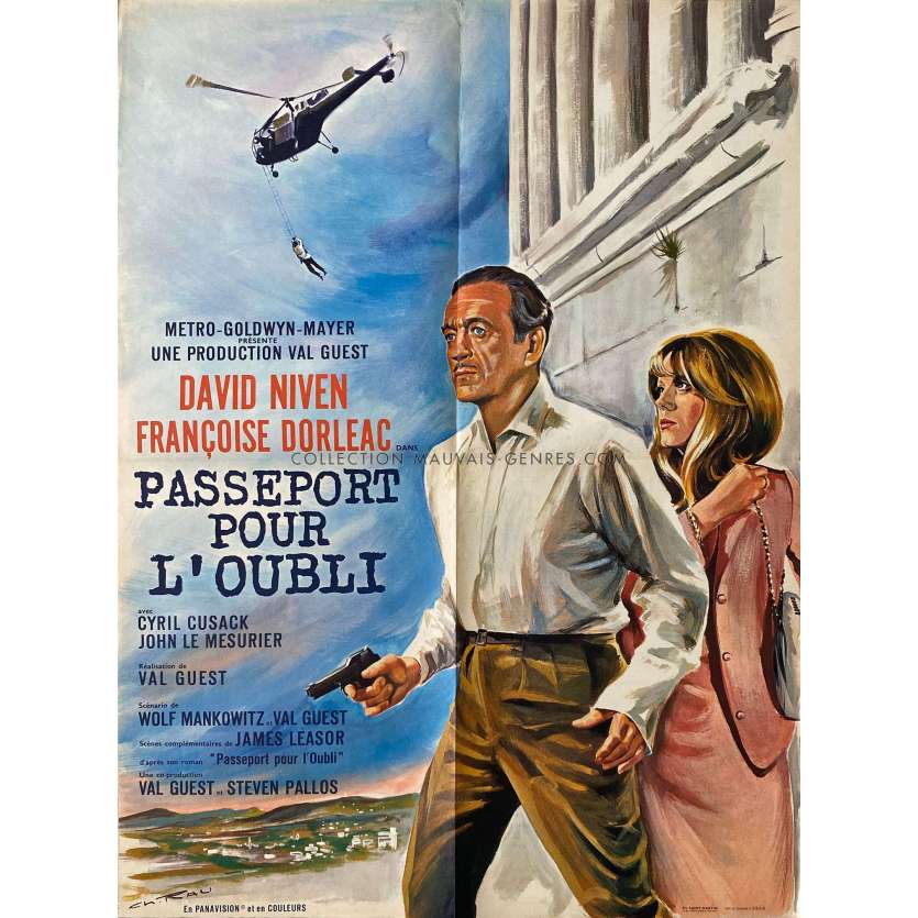 PASSEPORT POUR L'OUBLI Affiche de cinéma- 60x80 cm. - 1966 - David Niven, Françoise Dorléac, Val Guest