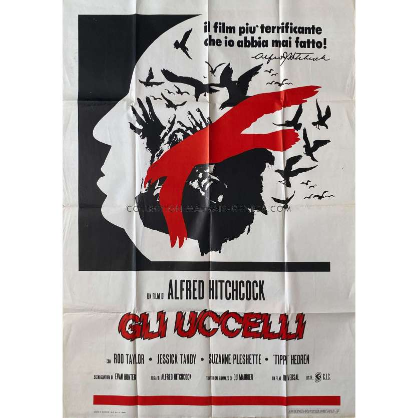 THE BIRDS Italian Movie Poster- 39x55 in. - 1963/R1970 - Alfred Hitchcock, Tippi Hedren