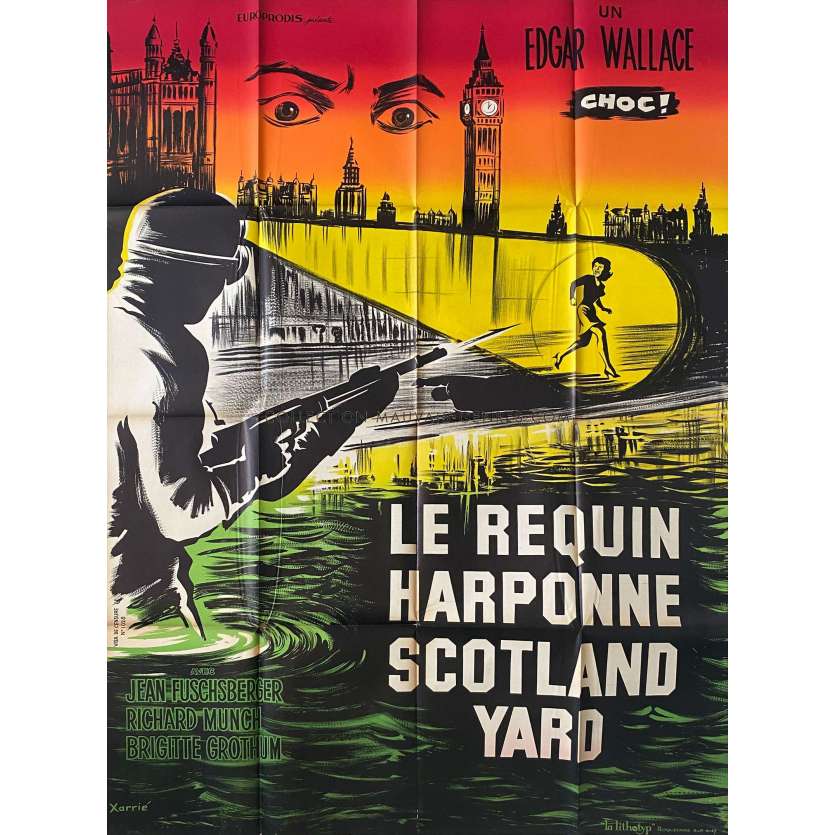 LE REQUIN HARPONNE SCOTLAND YARD Affiche de cinéma- 120x160 cm. - 1962 - Joachim Fuchsberger, Alfred Vohrer