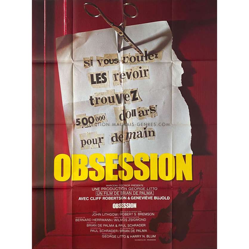 OBSESSION Affiche de cinéma- 120x160 cm. - 1976 - Cliff Robertson, Brian de Palma