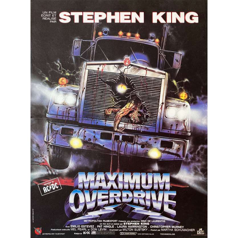 MAXIMUM OVERDRIVE French Movie Poster- 15x21 in. - 1986 - Stephen King, Emilio Estevez