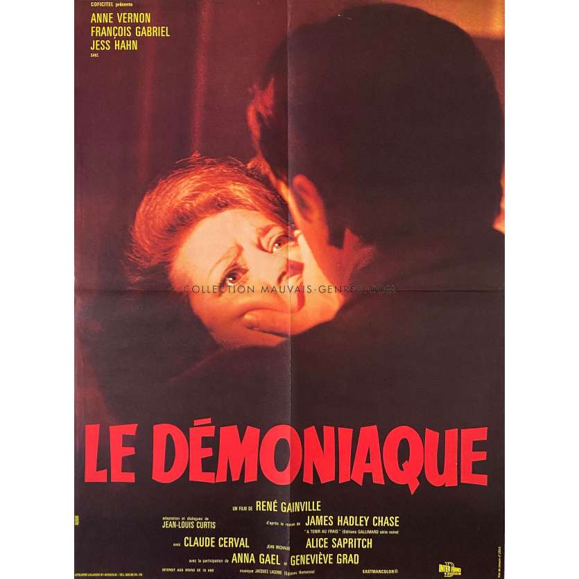 LE DEMONIAQUE Affiche de cinéma- 60x80 cm. - 1968 - Anne Vernon, René Gainville