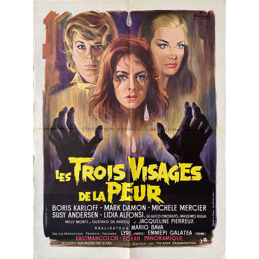 LES TROIS VISAGES DE LA PEUR Affiche de cinéma- 60x80 cm. - 1963 - Michèle Mercier, Mario Bava