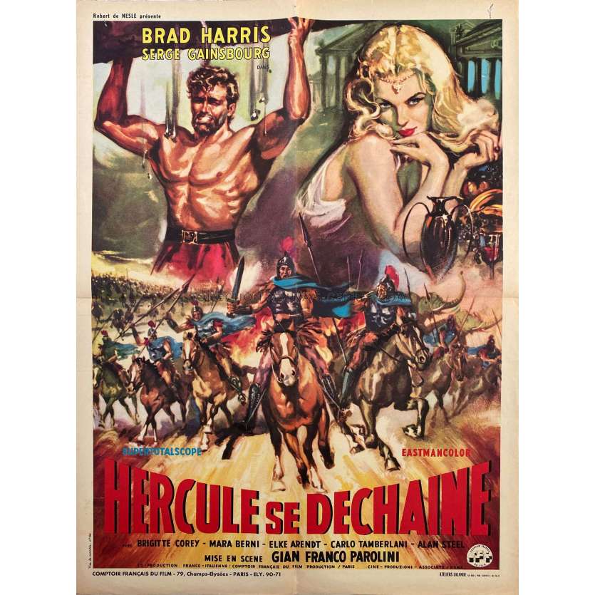 HERCULE SE DECHAINE Affiche de cinéma- 60x80 cm. - 1962 - Brad Harris, Gianfranco Parolini