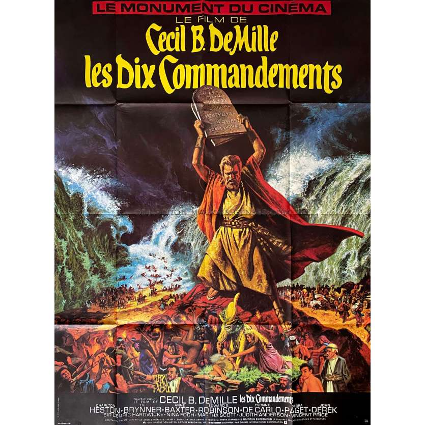 LES DIX COMMANDEMENTS Affiche de cinéma- 120x160 cm. - 1956/R1970 - Charlton Heston, Cecil B. DeMille