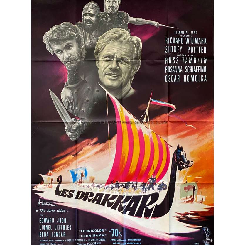 THE LONG SHIPS US Movie Poster- 47x63 in. - 1964 - Jack Cardiff, Richard Widmark