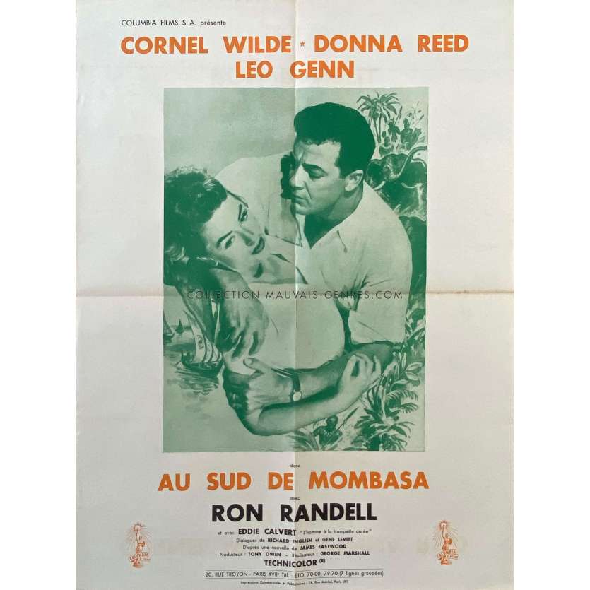 AU SUD DE MOMBASA Affiche de cinéma- 50x70 cm. - 1956 - Cornel Wilde, George Marshall