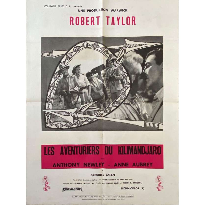 LES AVENTURIERS DU KILIMANDJARO Affiche de cinéma- 50x70 cm. - 1959 - Robert Taylor, Richard Thorpe