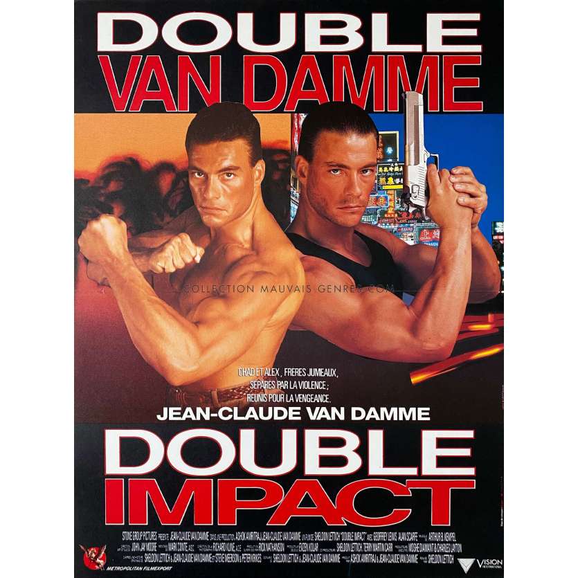 DOUBLE IMPACT Affiche de film- 40x54 cm. - 1991 - Jean-Claude Van Damme, Sheldon Lettich